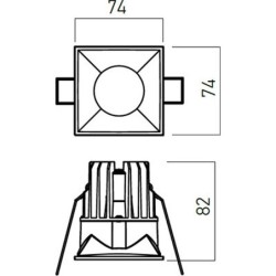 LED vestavné svítidlo XDOMINO, 15 W, pevné, čtverec, černá