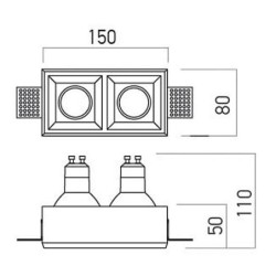 Vestavné svítidlo sádrové XGESS MINI, GSS12SQ