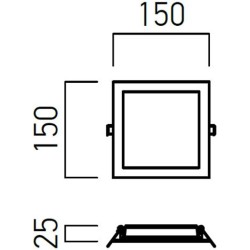 LED vestavné svítidlo XFACE, 12 W, čtverec, teplá bílá