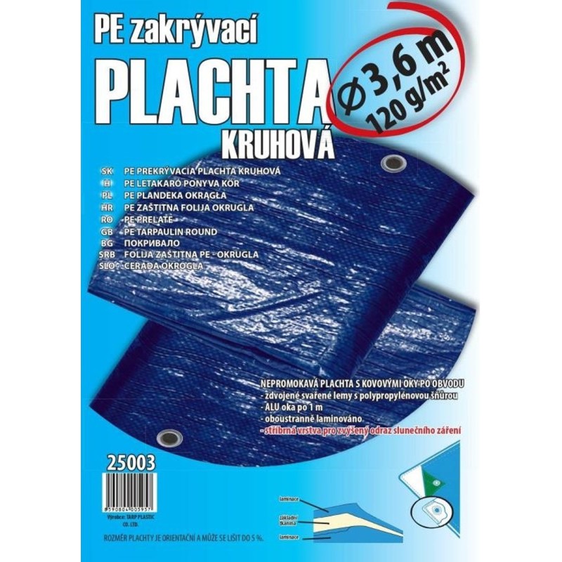 Plachta zakrývací kruhová, Ø 3,2 - 3,6 m