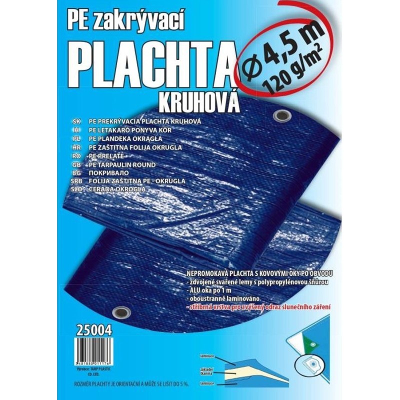 Plachta zakrývací kruhová, Ø 4,1 - 4,5 m